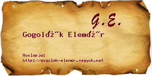 Gogolák Elemér névjegykártya